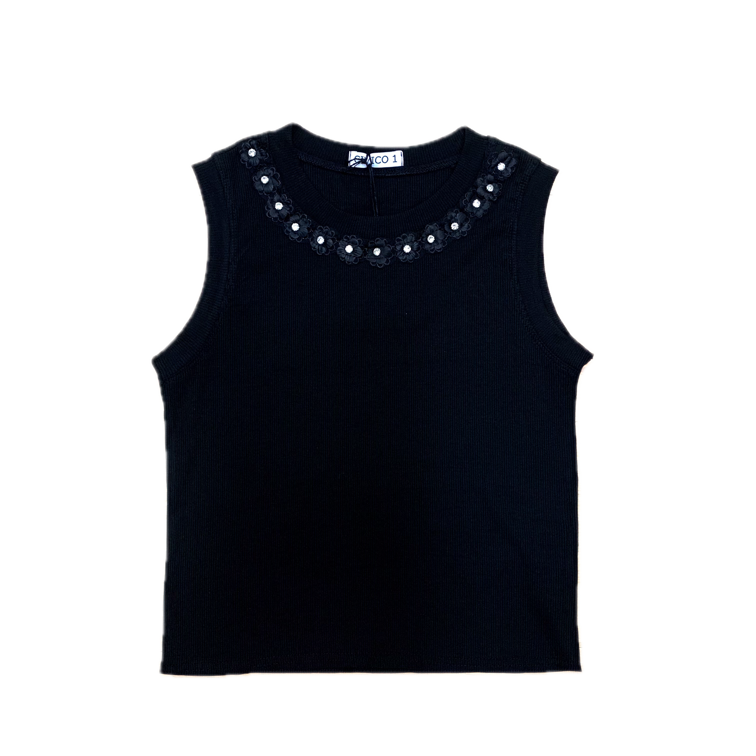 Top a coste con colletto in fantasia - [bewearitalia]