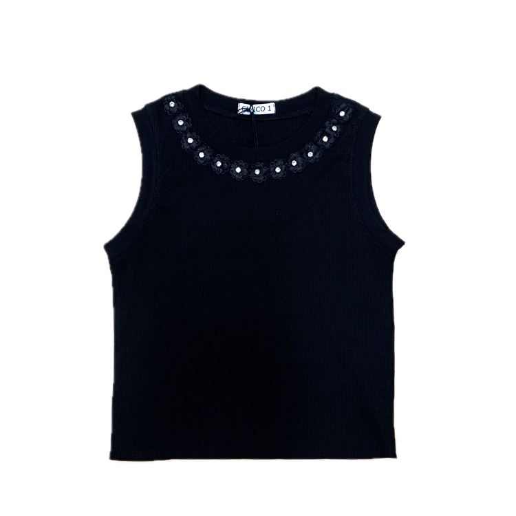 Top a coste con colletto in fantasia - [bewearitalia]