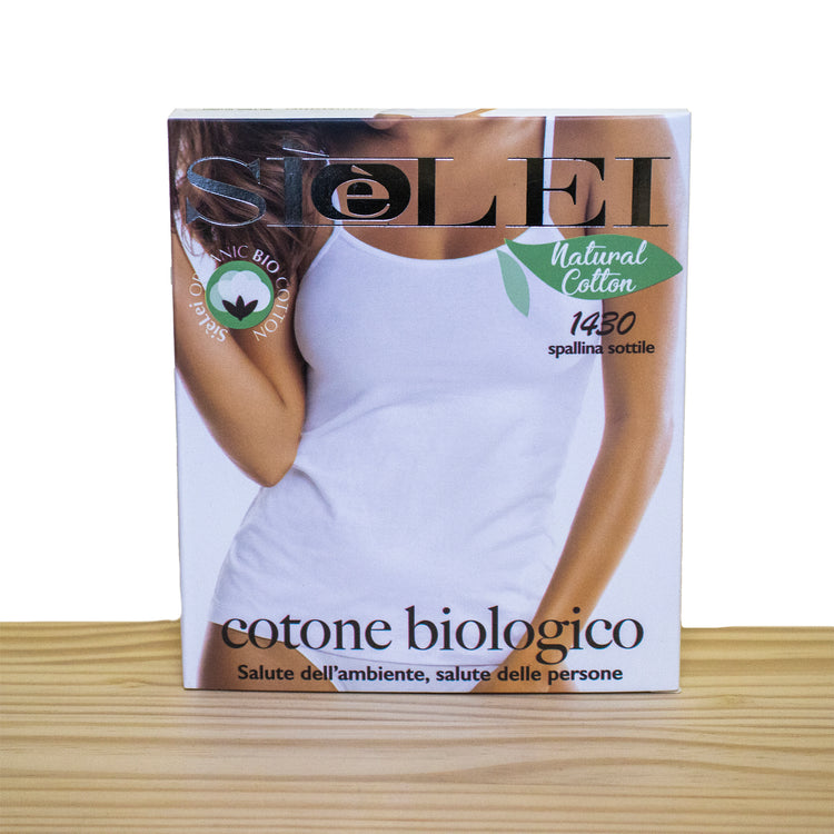 Canotta con spallina sottile senza pizzo in Cotone Bio - [bewearitalia]